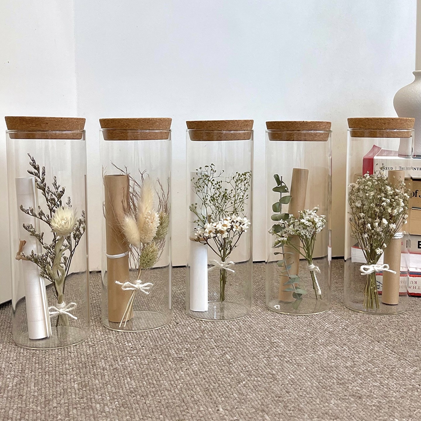 Wild flower + Vintage glass bottle + letter